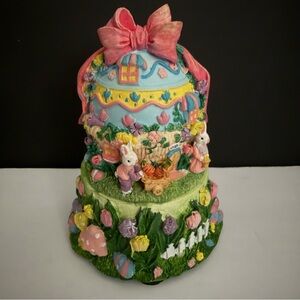 Easter Egg Cottage Music Box Bunny Egg House Decor
